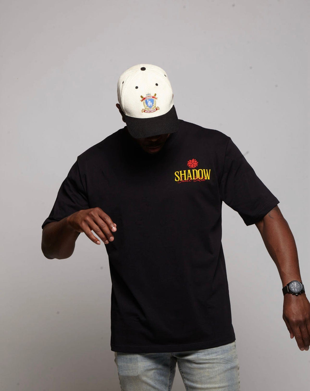 Shadow Tequila SHADOW Branded Tee shadow premium tequila Unisex oversized fit t-shirt made from 100% organic cotton, featuring heavyweight 235GSM jersey fabric, comfortable rib 1x1 with 5% lycra, and trendy dropped shoulders. The untagged, pre-shrunk 0-3% product is suitable for both men and women